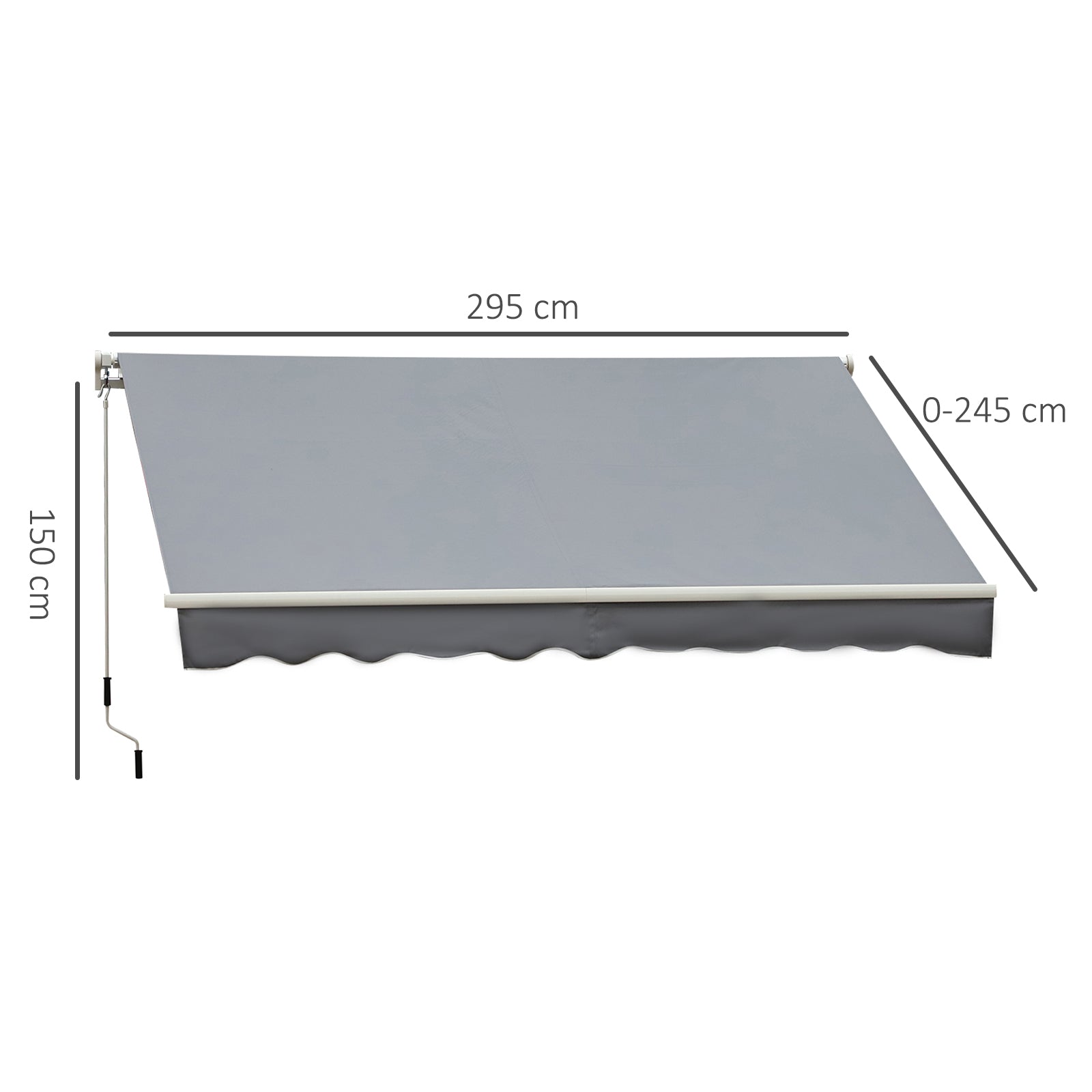 Outsunny Toldo Manual Retráctil 3x2,5 cm Toldo para Balcón con Manivela de Metal Impermeable y Anti-UV Toldo Enrollable de Exterior para Jardín Terraza Ventanas Gris