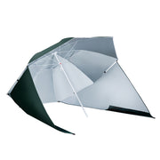 Outsunny Sombrilla de Playa 2 en 1 Parasol para Playa con 2 Paneles Laterales Toldo Portátil Anti-UV con Bolsa de Transporte para Jardín Piscina Ø210x222cm Verde
