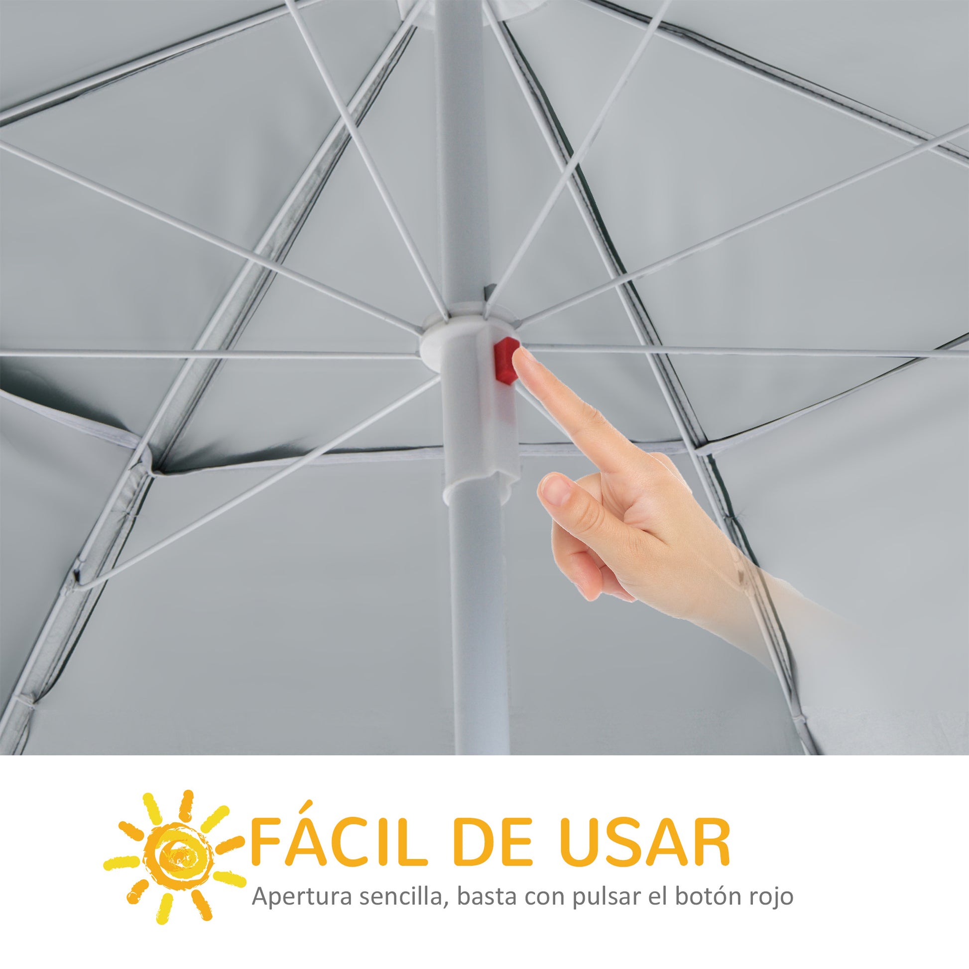 Outsunny Sombrilla de Playa 2 en 1 Parasol para Playa con 2 Paneles Laterales Toldo Portátil Anti-UV con Bolsa de Transporte para Jardín Piscina Ø210x222cm Verde