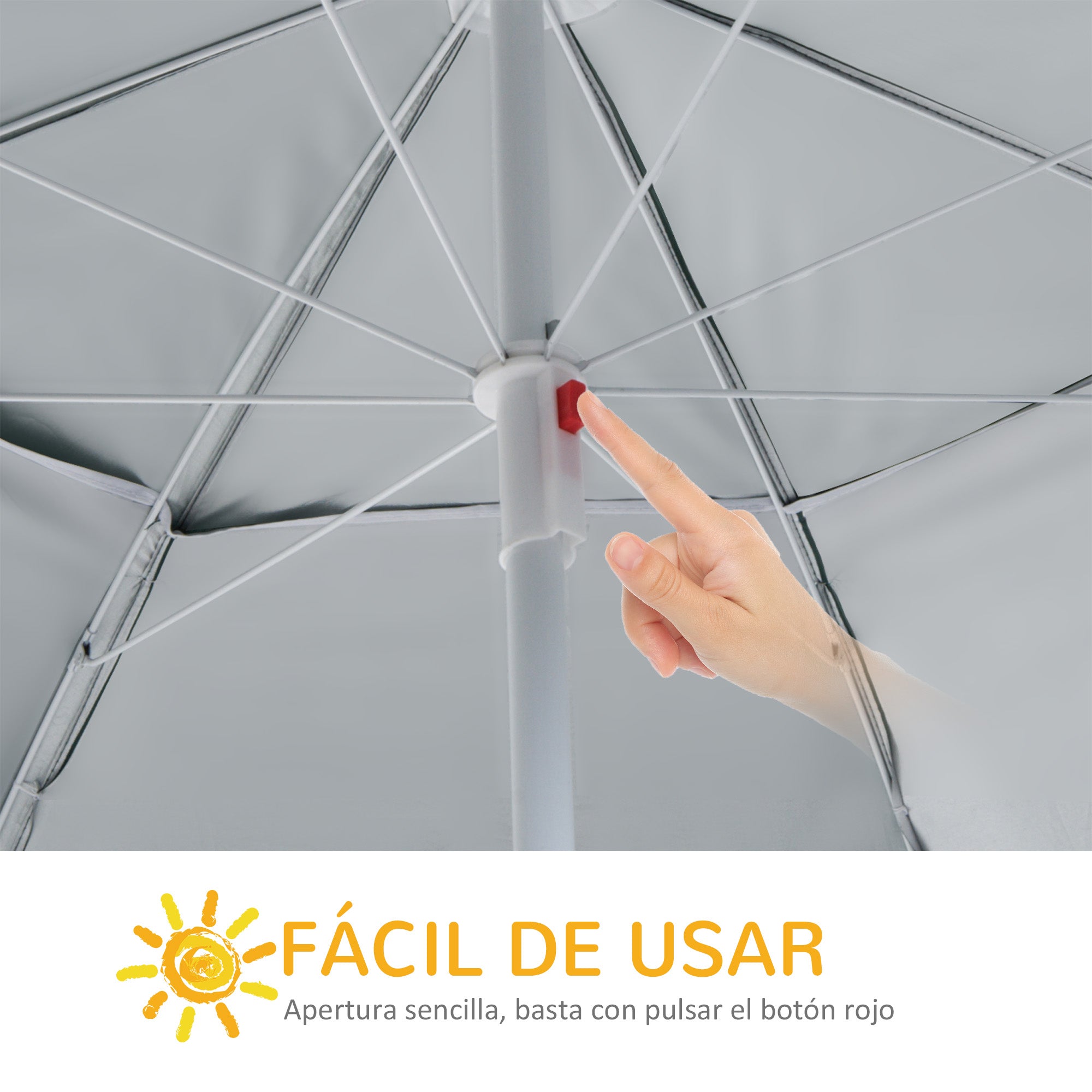 Outsunny Sombrilla de Playa 2 en 1 Parasol para Playa con 2 Paneles Laterales Toldo Portátil Anti-UV con Bolsa de Transporte para Jardín Piscina Ø210x222cm Verde