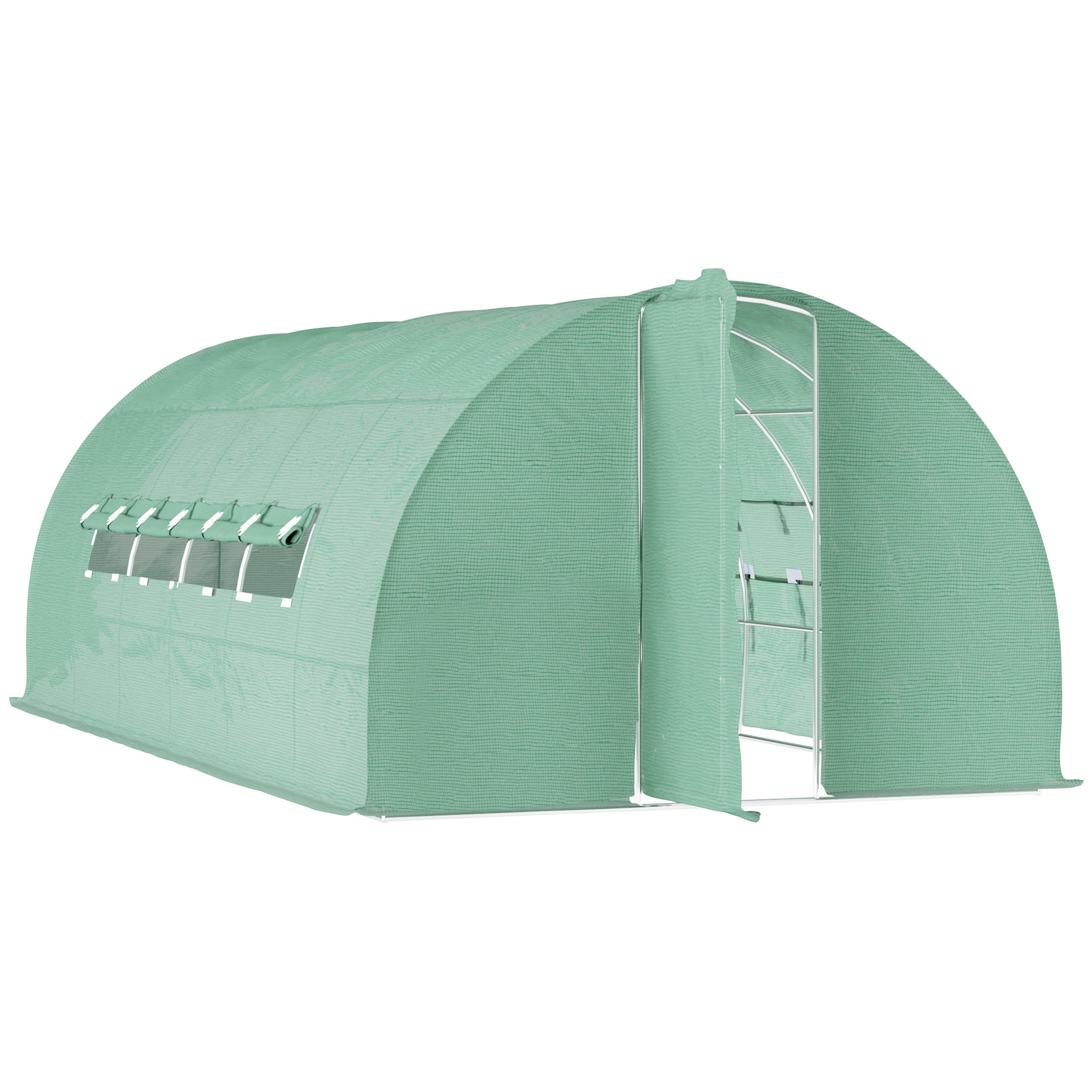 Outsunny Invernadero de Jardines y Huertos con Ventanas para Cultivos Plantas y Verduras 6x3x2 m Cubierta de PE 140 g/㎡ Material de Acero