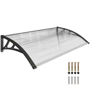 Outsunny Marquesinas Exterior para Puertas y Ventanas, 110x60 cm, Tejadillo de Protección contra Sol y Lluvia, con Cubierta de Policarbonato, Soportes de PP y Regleta de Aluminio, Negro y Transparente