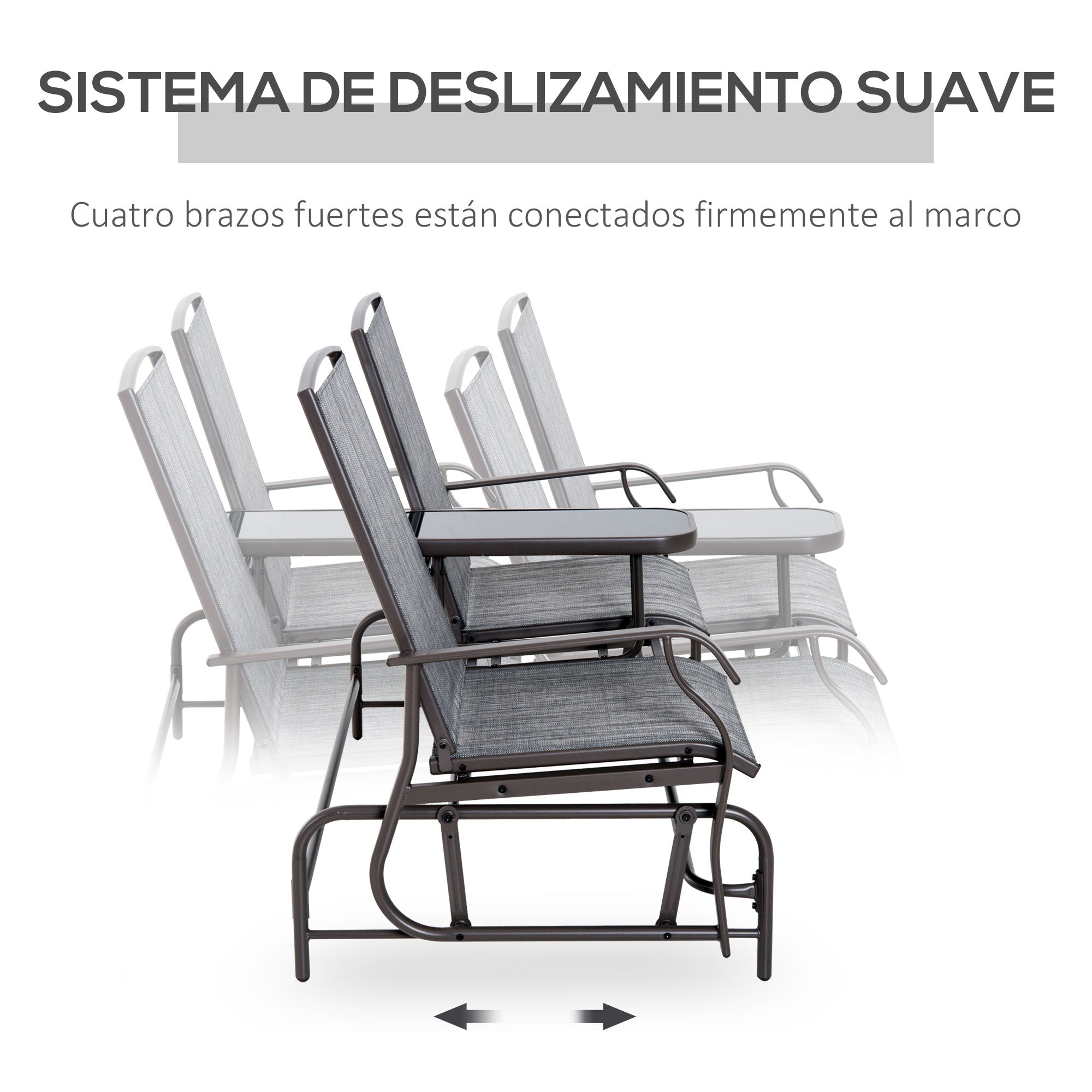 Outsunny Mecedora de 2 Plazas Banco Balancín Tipo Silla Basculante de Jardín o Patio de Metal y Tela Texteline para Exterior 147x78x101,5 cm