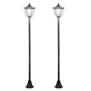 Outsunny Conjunto de 2 Farolas Solares Luces de Solar para Jardín con Panel Solar Encendido Automático Protección al Ambiente y 6 Luces LED para Terraza Patio Ø26,5x177 cm Negro