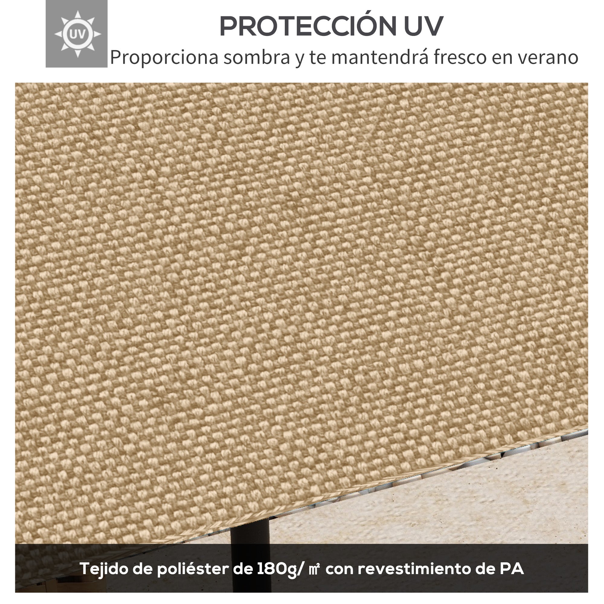 Outsunny Techo de Repuesto 300x300 cm para Cenador de Jardín Cubierta de Repuesto de Gazebo Pabellón Exterior con 8 Orificios de Drenaje y Ventilación Beige