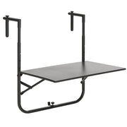 Outsunny Mesa Colgante para Balcón Mesa de Pared de Acero con Altura Ajustable en 4 Posiciones Carga Máx. 15 kg para Terraza 60x60,5x56-71 cm Negro