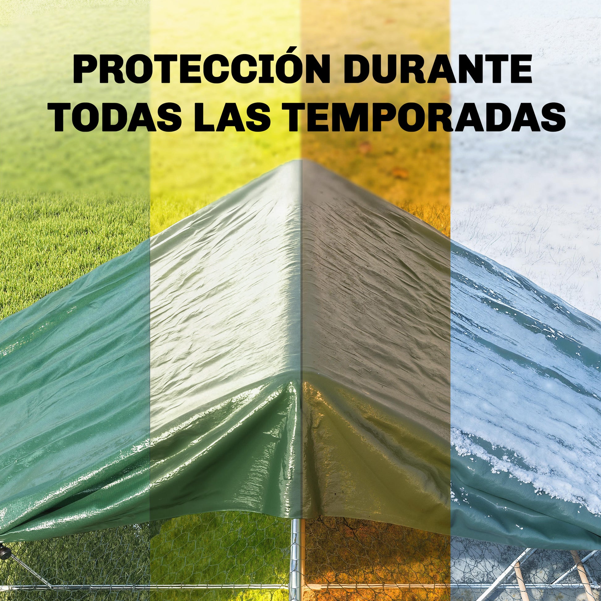 Outsunny Lona Impermeable Exterior 6x8 m, Toldo PE Resistente a Rasgaduras 90 g/m², Protección UV, con Ojales Reforzados para Leña, Muebles de Jardín, Invernaderos, Vehículos, Verde