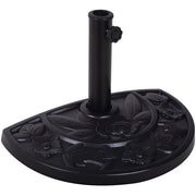 Outsunny Base de Sombrilla Semicírculo Peso 9 kg Soporte para Parasol de Resina para Poste de Paraguas de Ø3,8 cm y Ø4,8 cm para Terraza Patio Jardín Playa 50x31x32 cm Negro