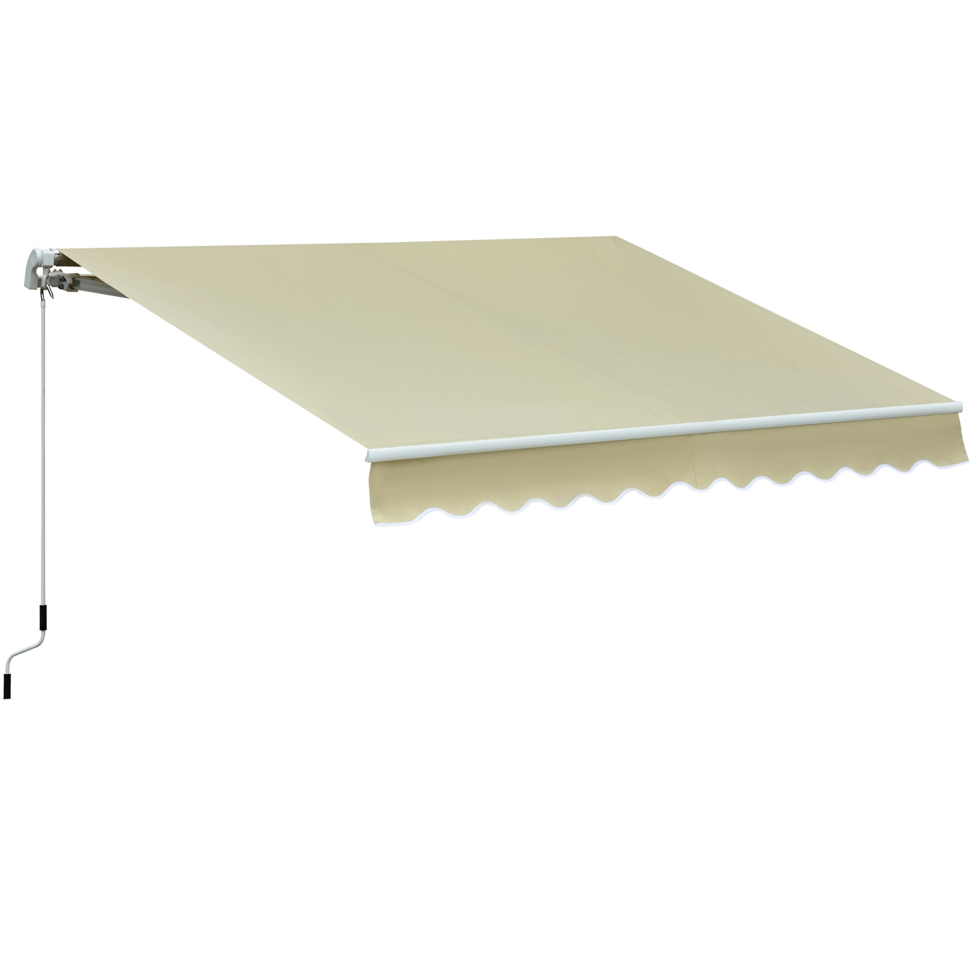 Outsunny Toldo Manual Retráctil 295x250 cm Toldo para Balcón con Manivela de Metal Impermeable y Anti-UV Toldo Enrollable de Exterior para Jardín Terraza Ventanas Crema