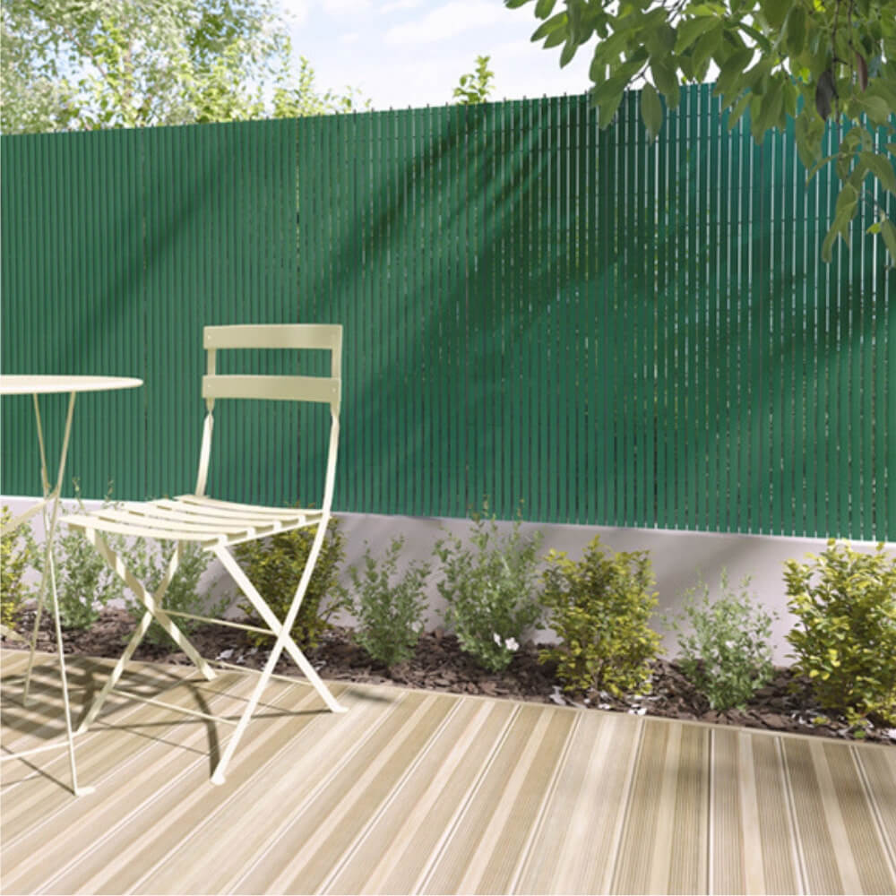 Cañizo PVC de media caña (Verde). Rollo de 1x3 metros