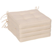 Outsunny Conjunto de Cojines para Sillas de Comedor 42x42x5 cm Juego de 4 Piezas Cojines para Sillas de Jardín Impermeable con 2 Amarres de Fijación Crema
