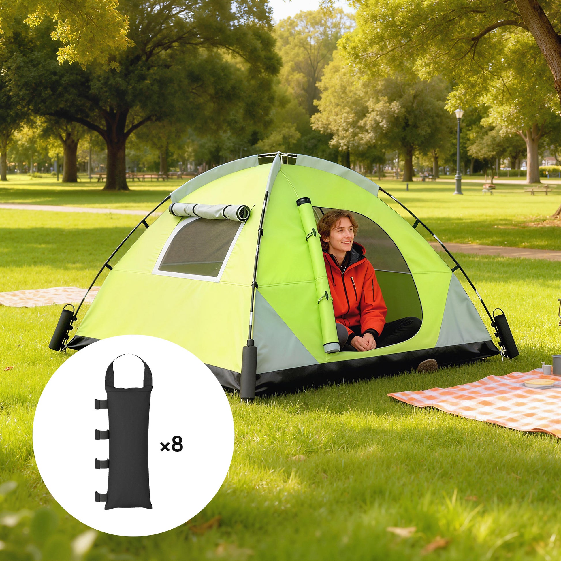 Outsunny Pack 8 Pesos para Carpas, Bolsas de Pesos Pesas de Piernas para Cenador, Pabellón, Gazebo, de Tela Oxford 600D, Bolsas de Arena para Exteriores, sin Arena, Negro