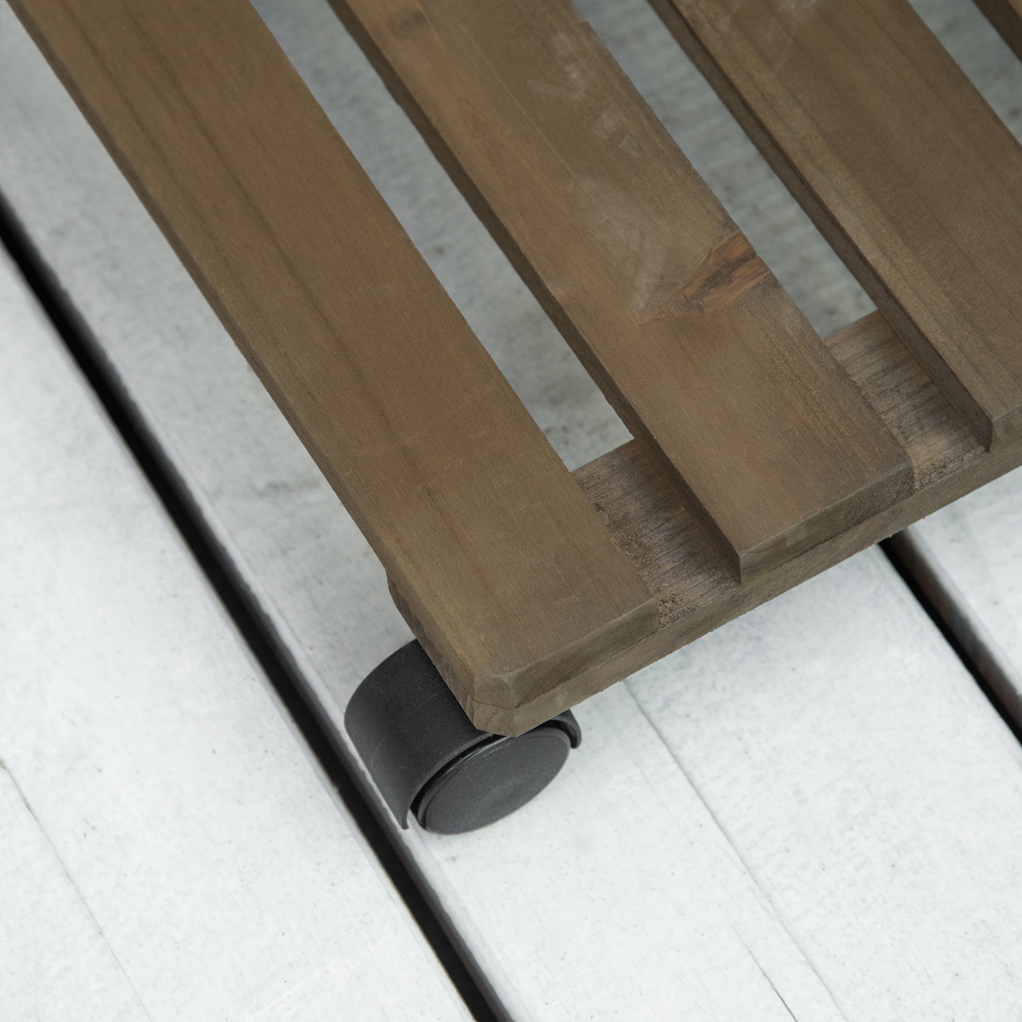 Outsunny Pack de 2 Plataformas con Ruedas de Madera, Soportes para Plantas con Ruedas 360 ° Giratorias Bloqueables, Bases para Macetas, Exterior, Interior, Jardín, Carga 50 kg, Marrón Oscuro