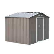 Outsunny Caseta de Jardín Exterior 4,9 m² 277x195x192 cm Cobertizo de Jardín Exterior con Puerta Corredera Techo Inclinado Base Refuerzo (Suelo NO Incluido) y 4 Ventanas Gris