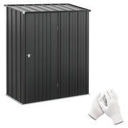 Outsunny Cobertizo de Jardín Exterior 1,34 m² 161,5x94,5x196 cm Caseta de Jardín Exterior Metálica con 1 Puerta y Cerradura para Almacenamiento de Herramientas para Patio Terraza Negro Carbón