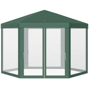 Outsunny Carpa Gazebo tipo Cenador Hexagonal con Mosquitera para Jardín y Terraza Ø1,97 m Material de Poliéster Impermeable (Verde)