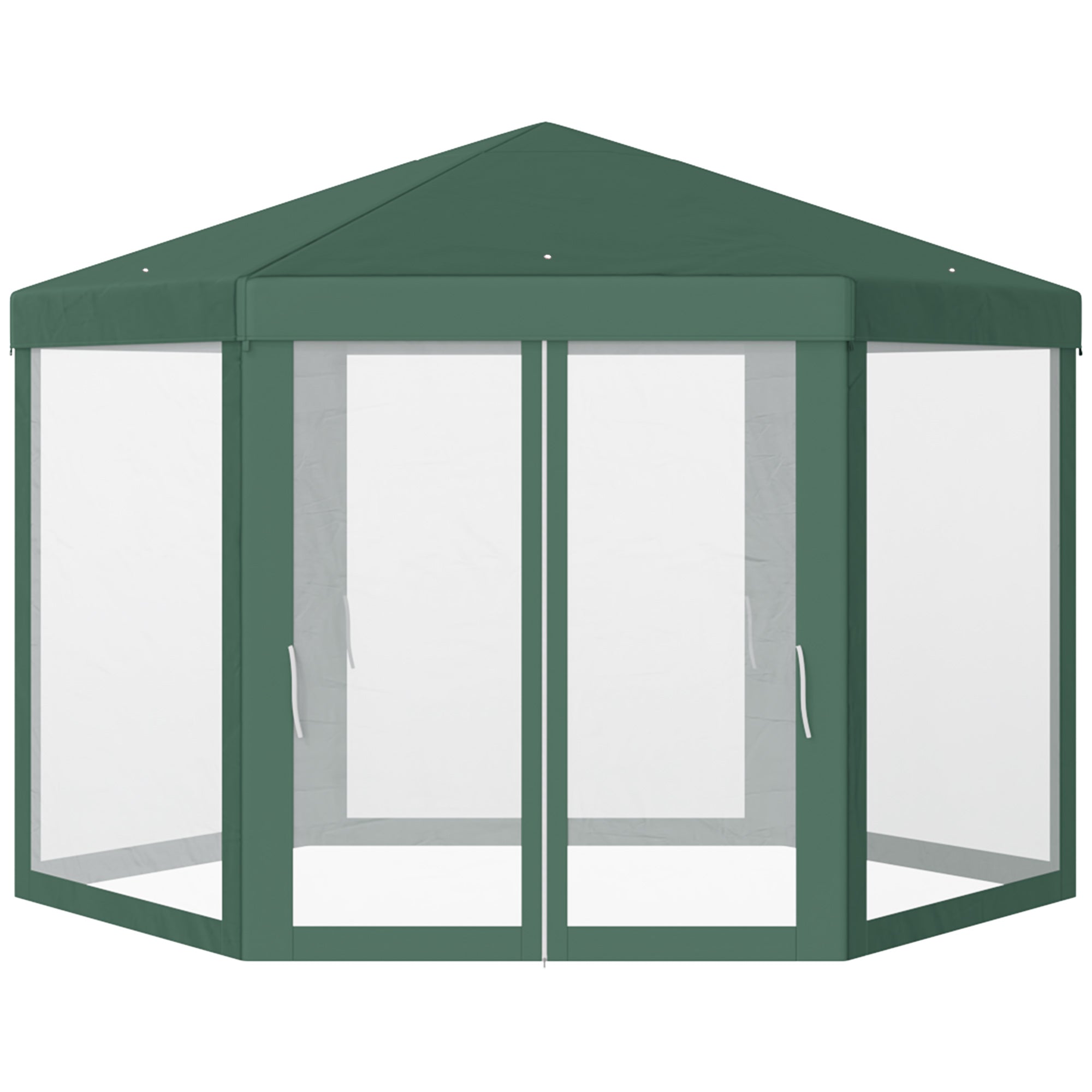 Outsunny Carpa Gazebo tipo Cenador Hexagonal con Mosquitera para Jardín y Terraza Ø1,97 m Material de Poliéster Impermeable (Verde)