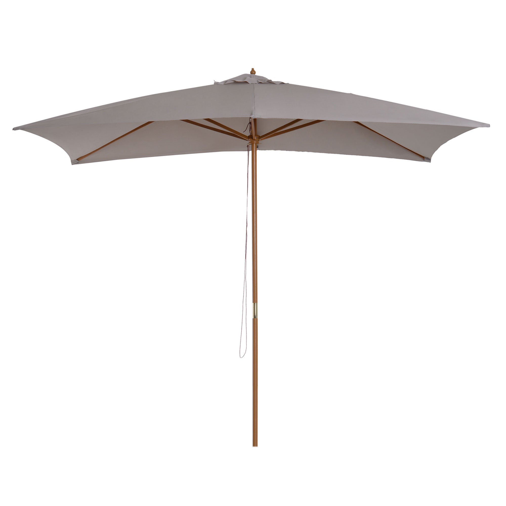 Outsunny Sombrilla Terraza Exterior 295x200 cm Sombrilla de Jardín Rectangular Ajustable con Mástil de Madera y Manivela Impermeable Parasol para Patio Terraza Gris