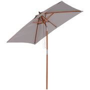 Outsunny Sombrilla Terraza Exterior 200x150 cm Sombrilla de Jardín Rectangular con Ángulo Ajustable Mástil de Madera y Manivela Parasol para Patio Terraza Gris