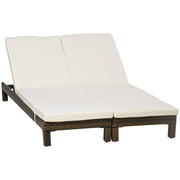Outsunny Conjunto de 2 Tumbonas de Jardín Tumbonas de Ratán Reclinable en 5 Posiciones Cubierta Impermeable Carga 120 kg 196x60x22 cm Marrón