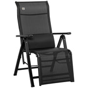 Outsunny Tumbona Plegable de Jardín, Tumbona Gravedad Cero con Respaldo Ajustable en 9 Posiciones, con Cojín, para Terraza, Piscina, Playa, Carga 150 kg, 70x65x111 cm, Negro