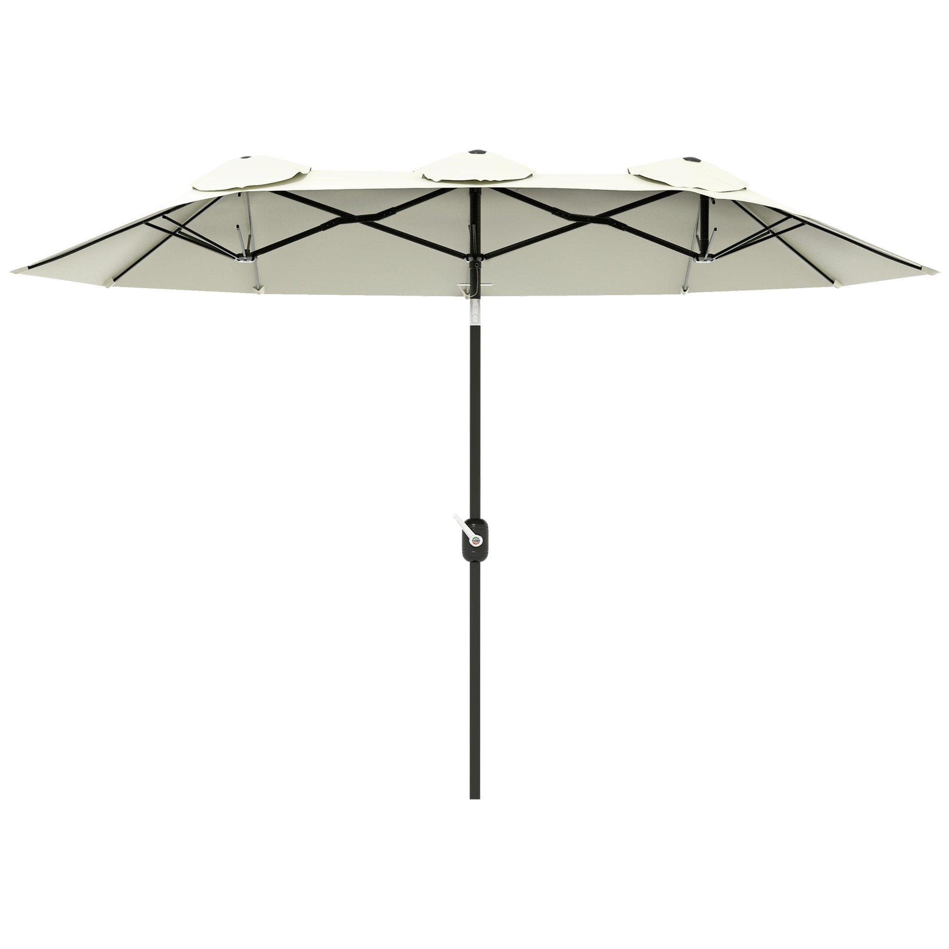 Outsunny Sombrilla Doble 2,95x1,52 m Sombrilla Terraza Exterior con Inclinación de 45° Manivela Manual y 3 Orificios de Ventilación Sombrilla Grande para Terraza Playa Piscina Beige
