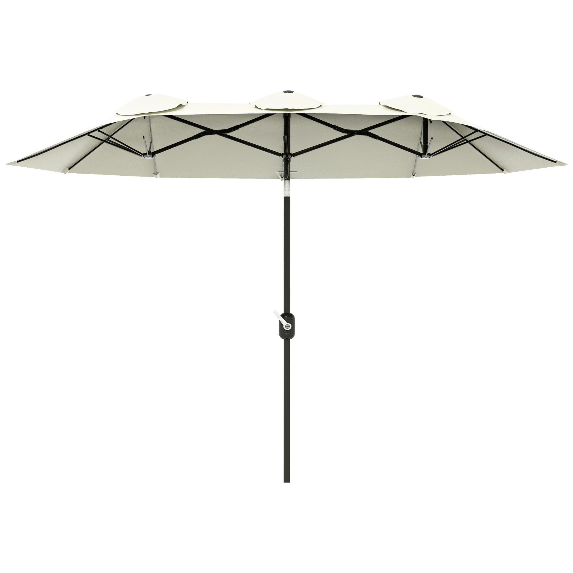 Outsunny Sombrilla Doble 2,95x1,52 m Sombrilla Terraza Exterior con Inclinación de 45° Manivela Manual y 3 Orificios de Ventilación Sombrilla Grande para Terraza Playa Piscina Beige