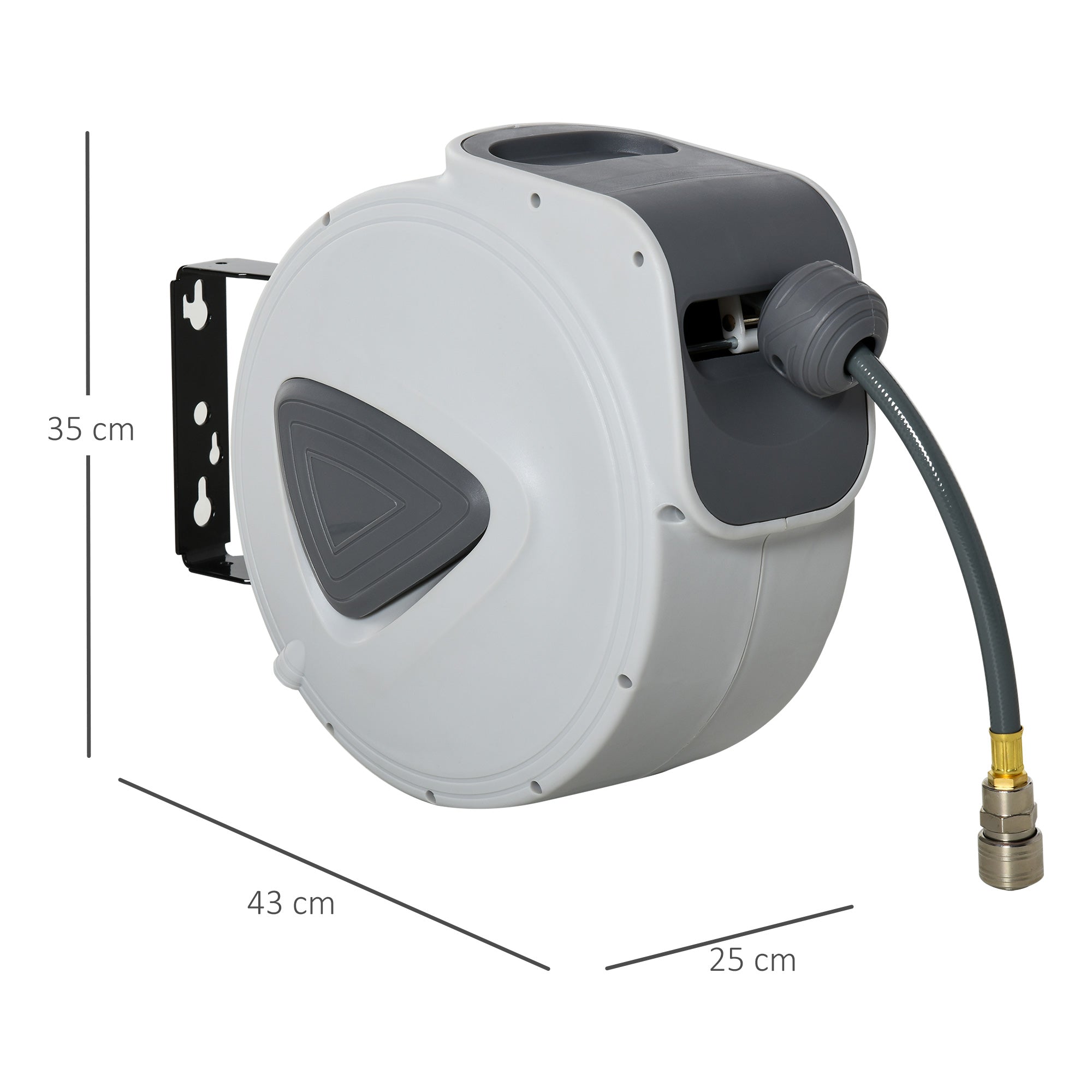 DURHAND Carrete de Manguera de Aire Comprimido Automático de 20 m Conector de 1/4'' BSP con Soporte para Pared Giratorio 180° Diámetro Interno 3/8'' (9,5x15 mm) Gris