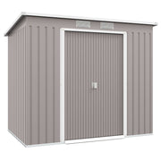 Outsunny Caseta de Jardín Exterior 3,2 m² 213x130x172 cm Cobertizo de Jardín Exterior con Puerta Corredera Techo Inclinado Base Refuerzo (Suelo NO Incluido) y 2 Ventanas Gris Claro