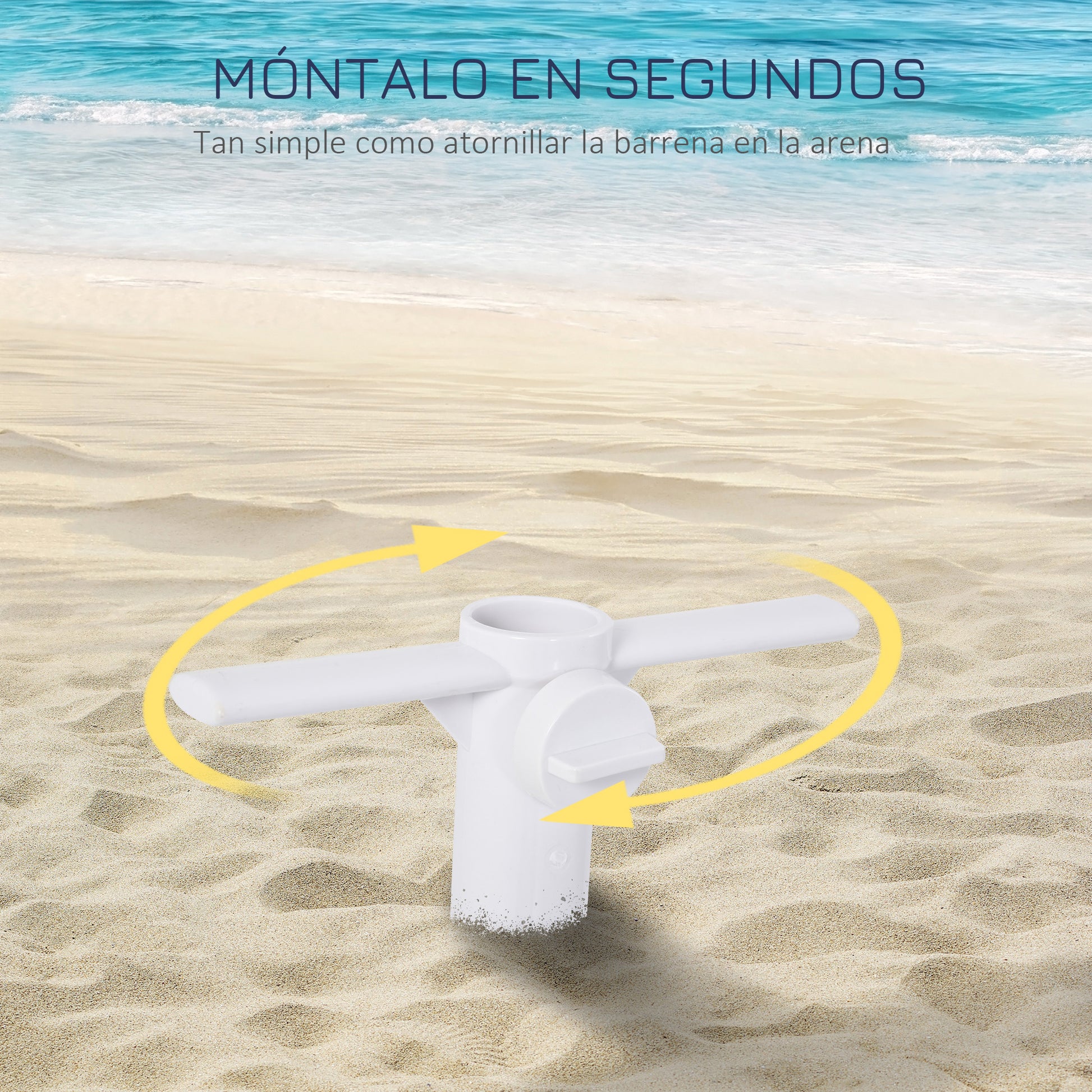 Outsunny Piqueta para Sombrilla con Perilla de Apretar Ajuste Universal Protección contra Viento Apto para Poste entre Ø22-38 mm 37x24 cm Blanco