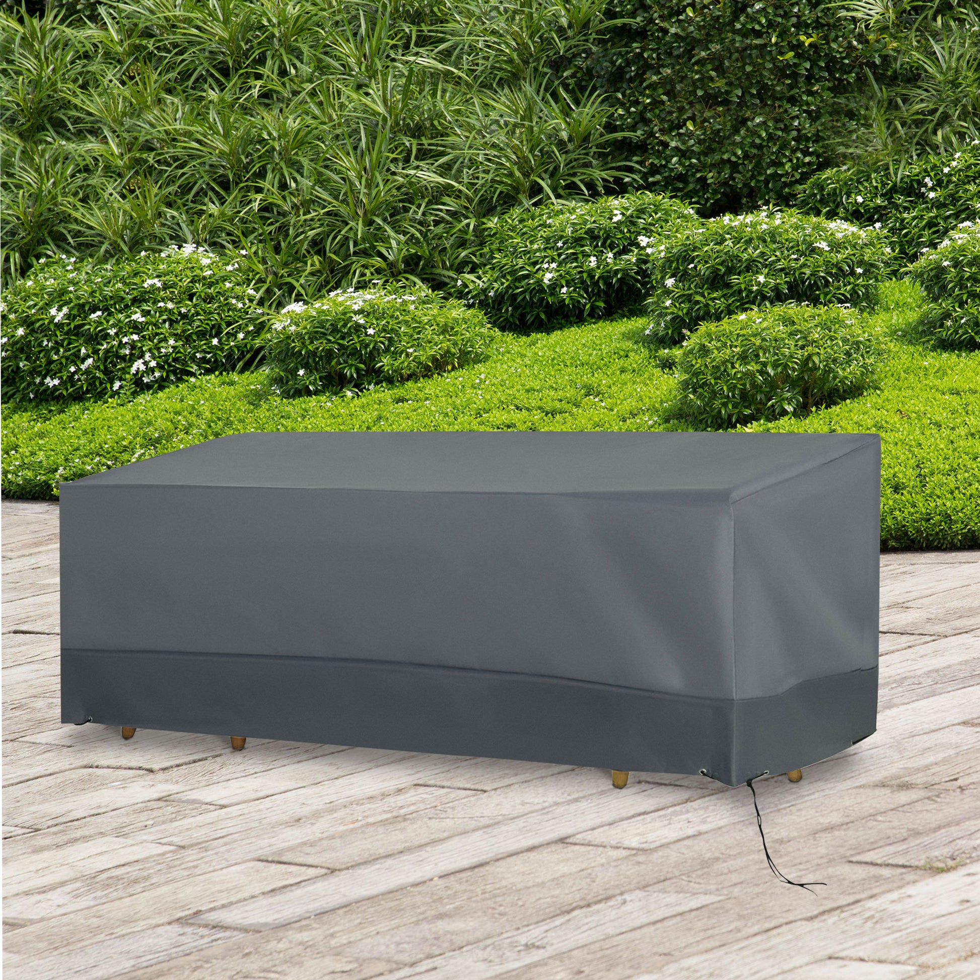 Outsunny Funda Protectora para Muebles de Jardín Tela Oxford 600D Impermeable Cubierta de Muebles de Mesas Sillas Sofás Exterior con Cordón y Hebilla 190,5x72x76 cm Gris