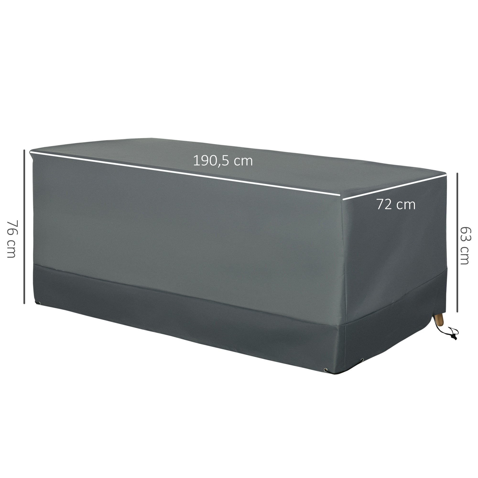 Outsunny Funda Protectora para Muebles de Jardín Tela Oxford 600D Impermeable Cubierta de Muebles de Mesas Sillas Sofás Exterior con Cordón y Hebilla 190,5x72x76 cm Gris