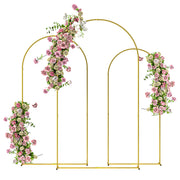 Outsunny Set de 3 Arcos de Jardín para Rosas de Metal, Arcos de Boda de 220/200/180 cm con Recubrimiento en Polvo, Resistente a la Intemperie, para Plantas Trepadoras, Decoración Patio Terraza, Dorado
