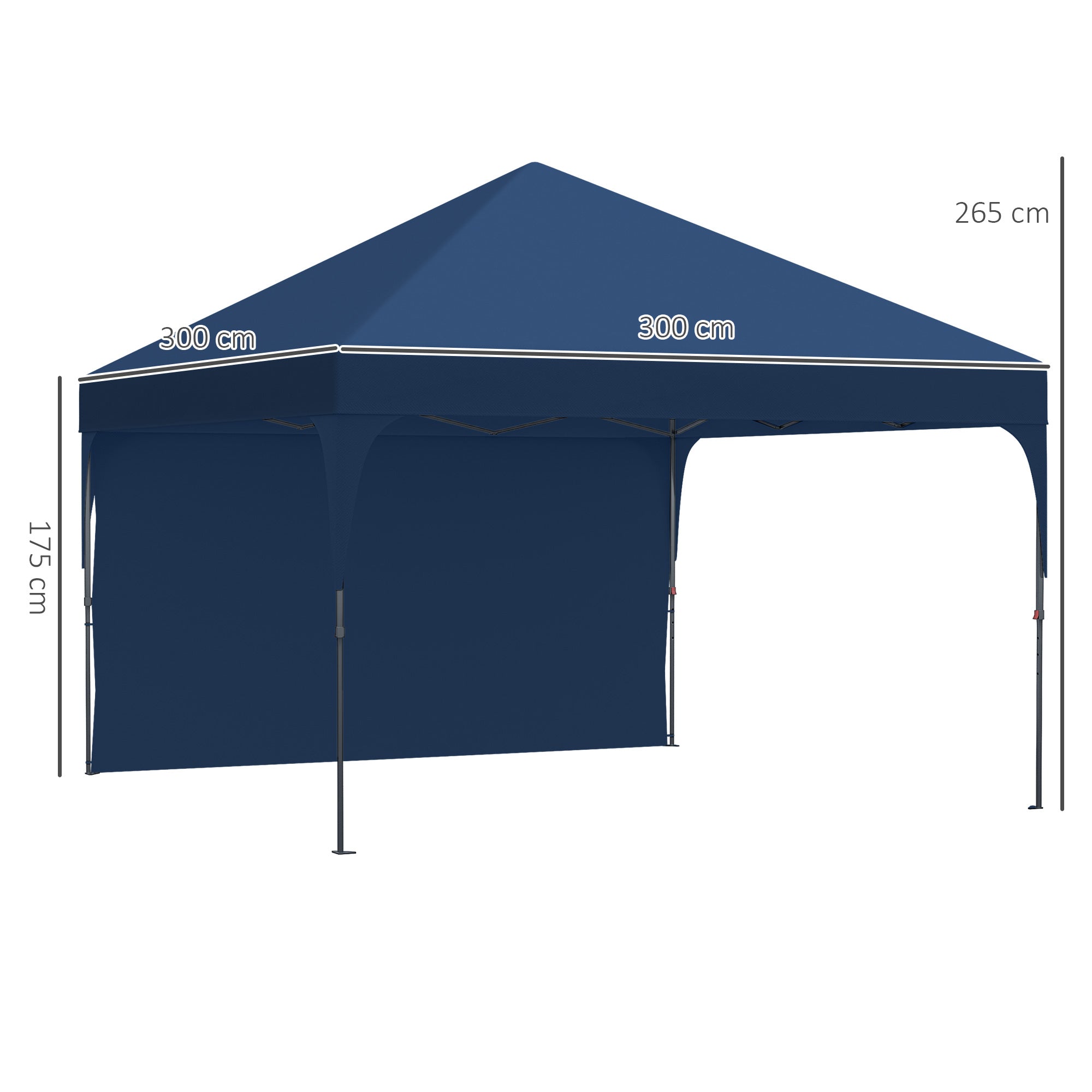 Outsunny Cenador Plegable 3x3m Ajustable en Altura Carpa de Jardín con 1 Pared Lateral Techo de Ventilación 4 Sacos de Arena y Bolsa de Transporte Impermeable Gazebo para Exterior Camping Fiestas Azul