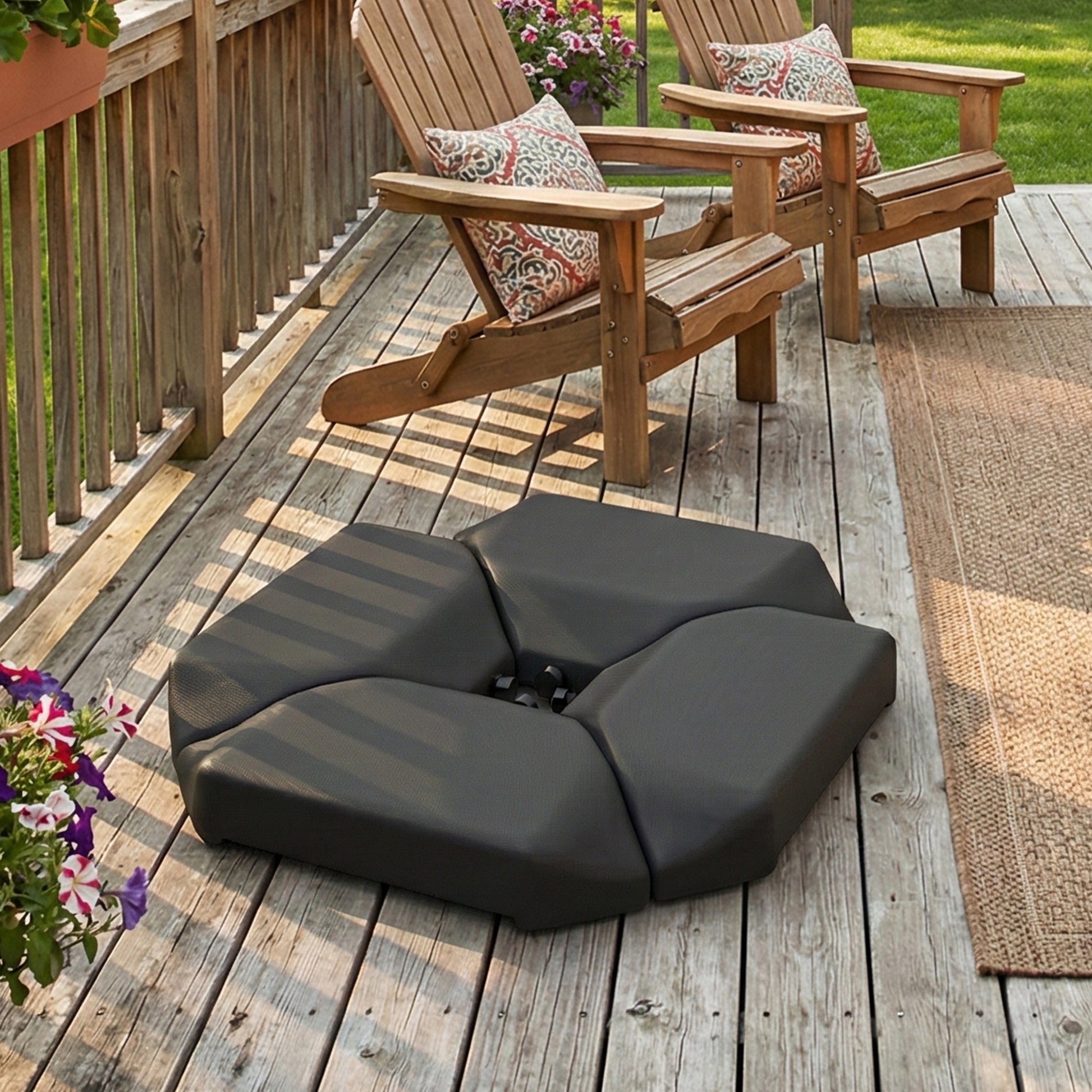 Outsunny Base para Sombrilla de 4 Piezas, para Cantilever y de Doble Cara, Soporte para Parasol de HDPE Rellenable con Agua 77 kg o Arena 100 kg, para Jardín, Patio, Terraza, Negro