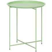 Outsunny Mesa Auxiliar Redonda Mesa de Jardín Exterior con Bandeja Extraíble Patas Plegables Mesa para Exterior Terraza Patio Ø46x50 cm Verde