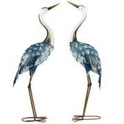 Outsunny Set de 2 Piezas Estatuas de Jardín de Grulla de Acero Esculturas de Garza para Exteriores Adornos de Grulla para Decoración de Césped Patio Estanque