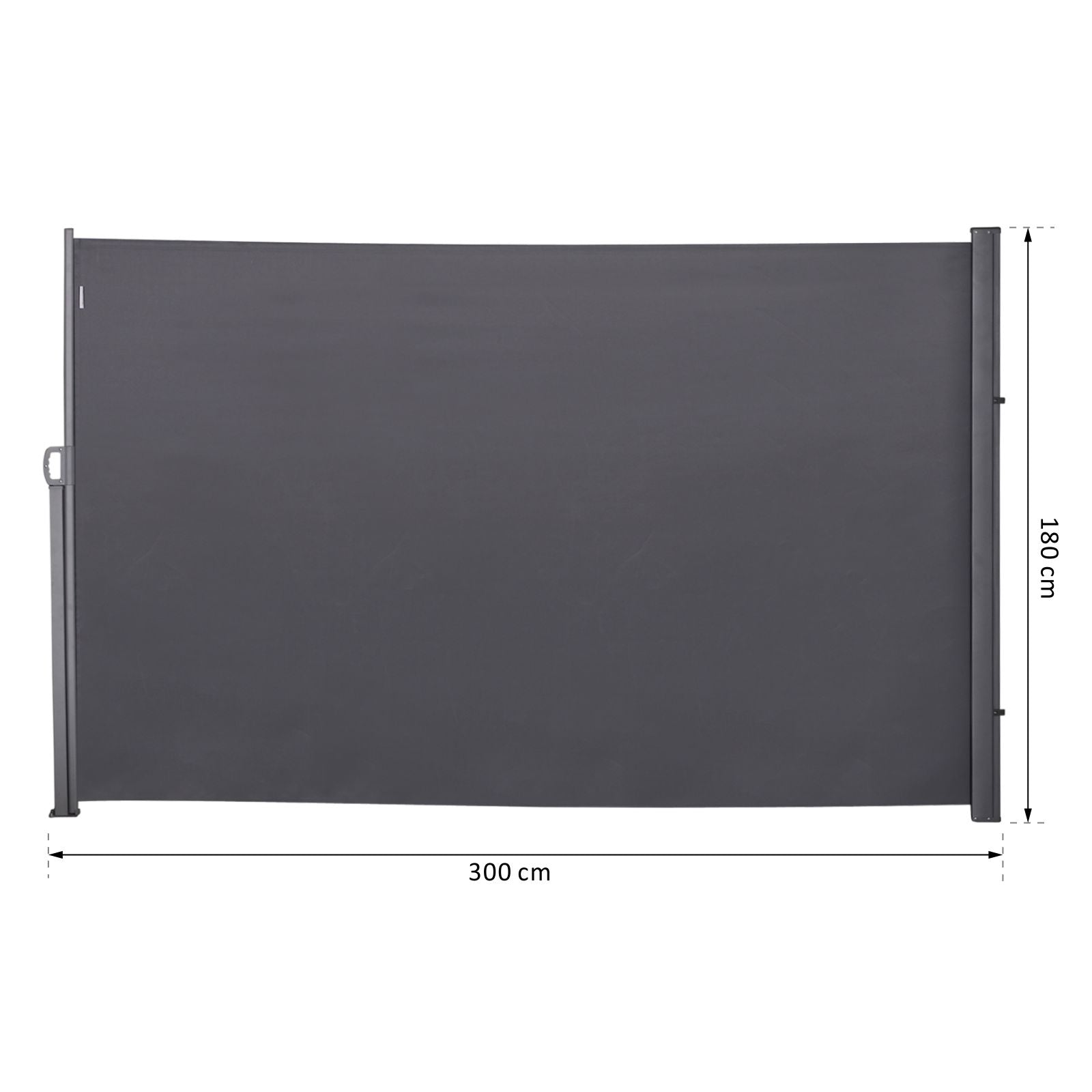 Outsunny Pantalla de Toldo Lateral Retráctil 300x180cm para Terraza Patio o Jardín de Mampara de Privacidad para Exterior Plegable Gris