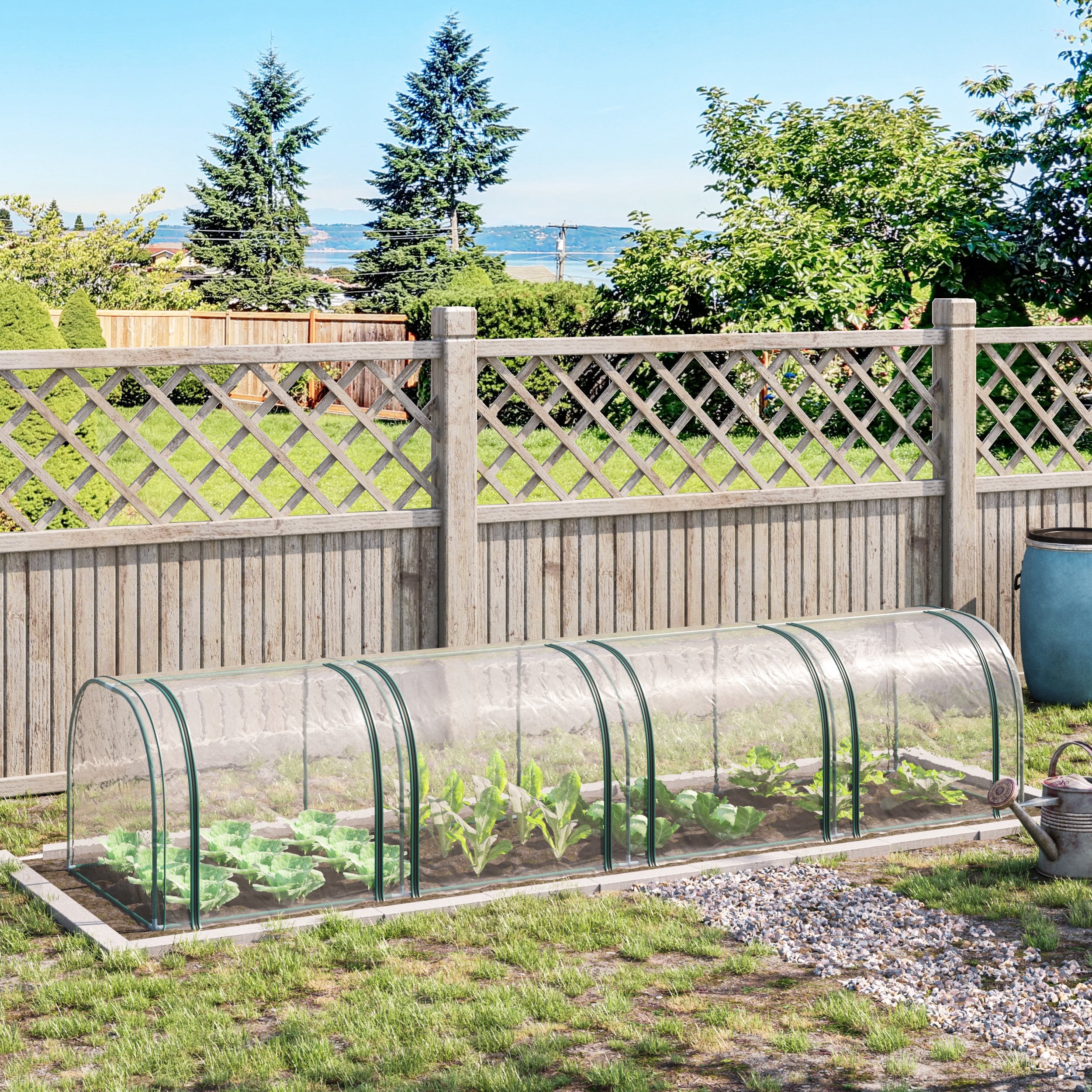Outsunny Invernadero Caseta 400x100x80cm para Jardín Terraza Cultivo de Plantas Semilla Invernadero de Jardín Vivero Casero tipo Túnel Marco Acero y PVC