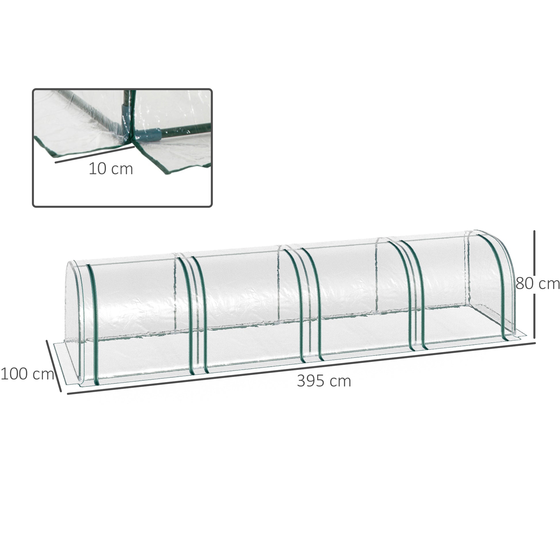 Outsunny Invernadero Caseta 400x100x80cm para Jardín Terraza Cultivo de Plantas Semilla Invernadero de Jardín Vivero Casero tipo Túnel Marco Acero y PVC