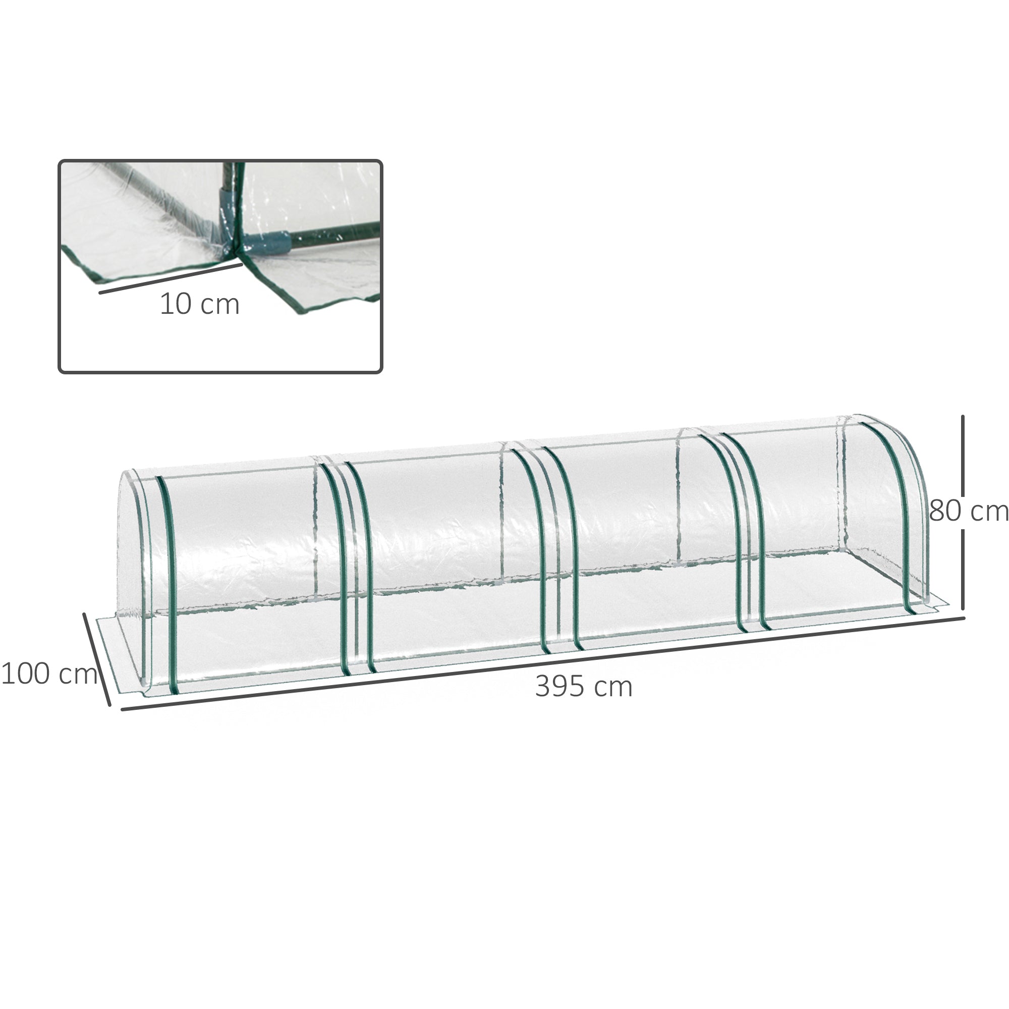 Outsunny Invernadero Caseta 400x100x80cm para Jardín Terraza Cultivo de Plantas Semilla Invernadero de Jardín Vivero Casero tipo Túnel Marco Acero y PVC