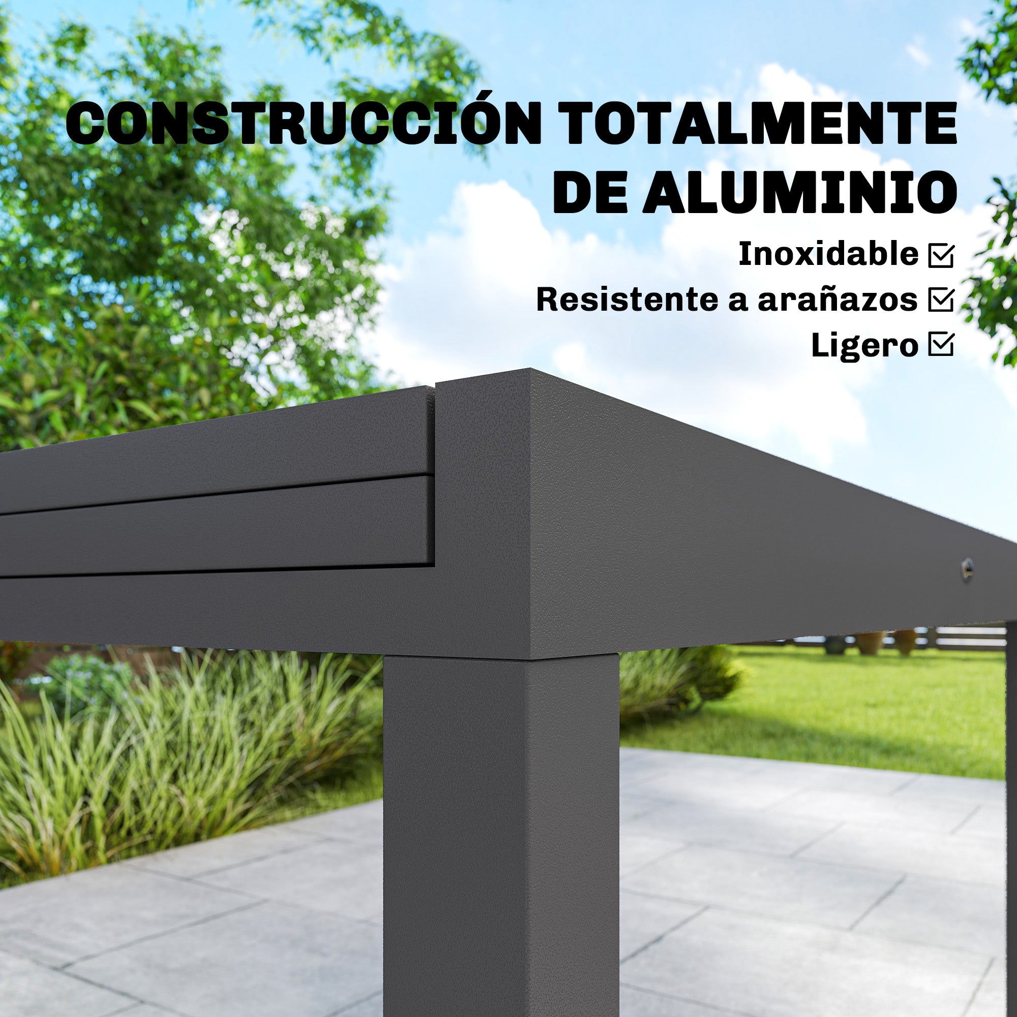 Outsunny Mesa de Jardín Extensible 135/270x90 cm, Mesa de Comedor Exterior Extensible Rectangular de Aluminio, con Superficie de Lamas para 6-10 Personas, para Patio, Terraza, Gris Oscuro