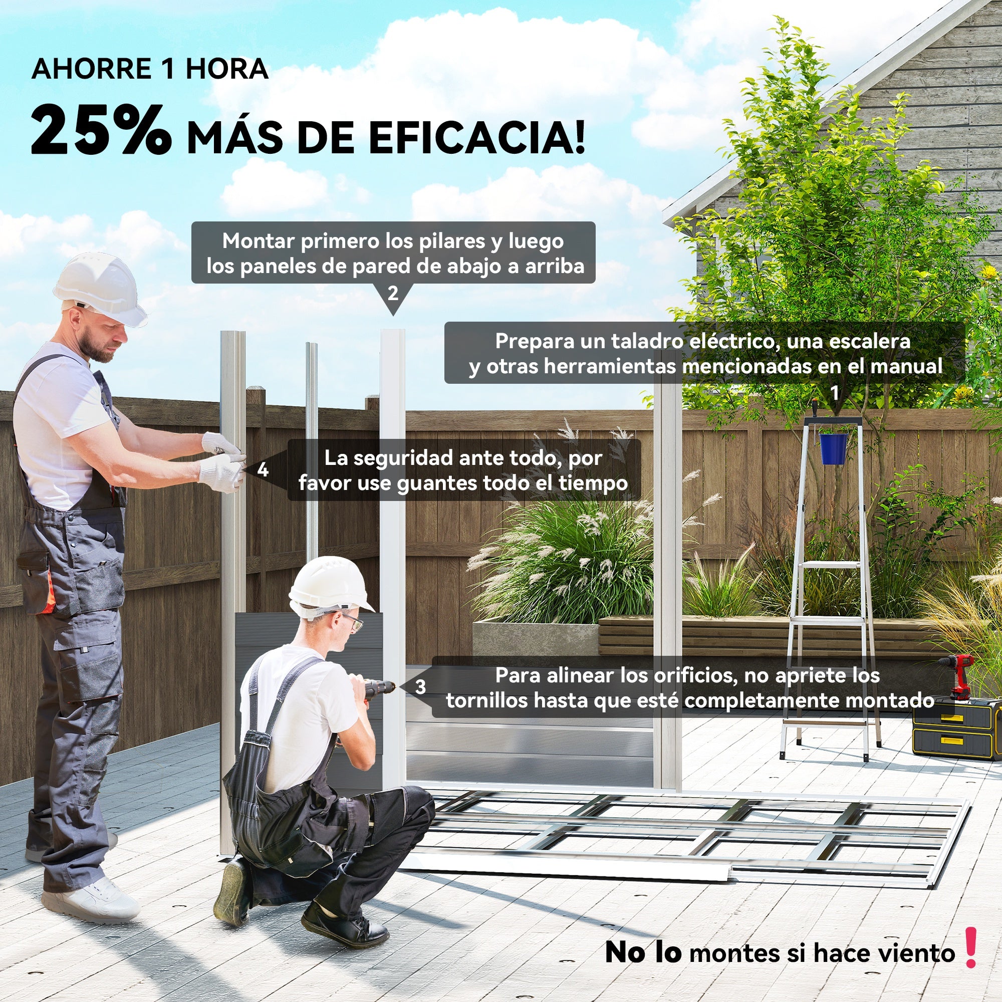 Outsunny Caseta de Jardín Exterior 4,4 m², 240x206x198 cm, Cobertizo de Jardín Exterior Metálico con Base Refuerzo (Suelo NO Incluido), Puerta Corredera con Cerradura y 4 Ventanas para Patio, Gris