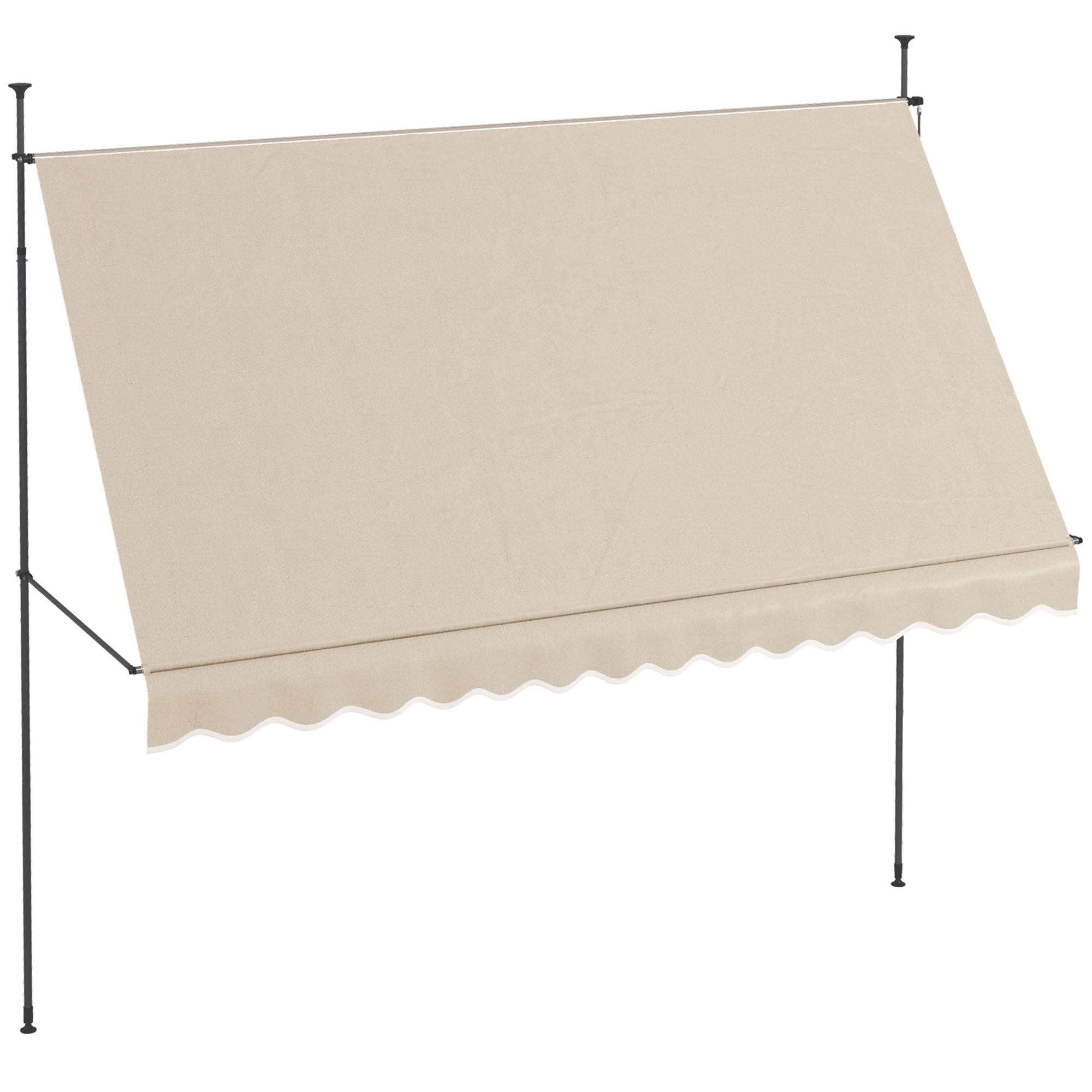 Outsunny Toldo Manual Retráctil 3,5x1,2 m Toldo Exterior Terraza Enrollable Altura Ajustable con Manivela 210-300 cm Sin Taladro Protección UV30+ para Balcón Jardín Arena