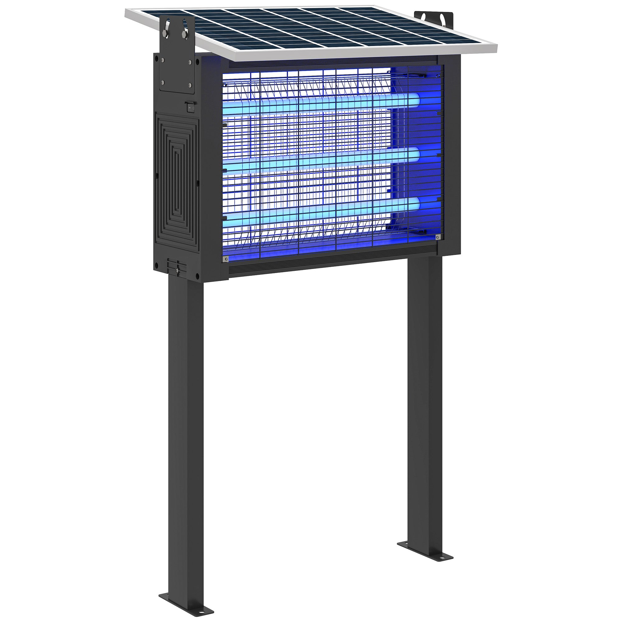 Outsunny Lámpara Antimosquitos Eléctrica con Luces LED Mata Mosquitos Eléctrico 25W para Exterior Efecto 200 m² con Soporte Panel Ajustable Lámpara UV Repelente de Insectos Moscas Polillas