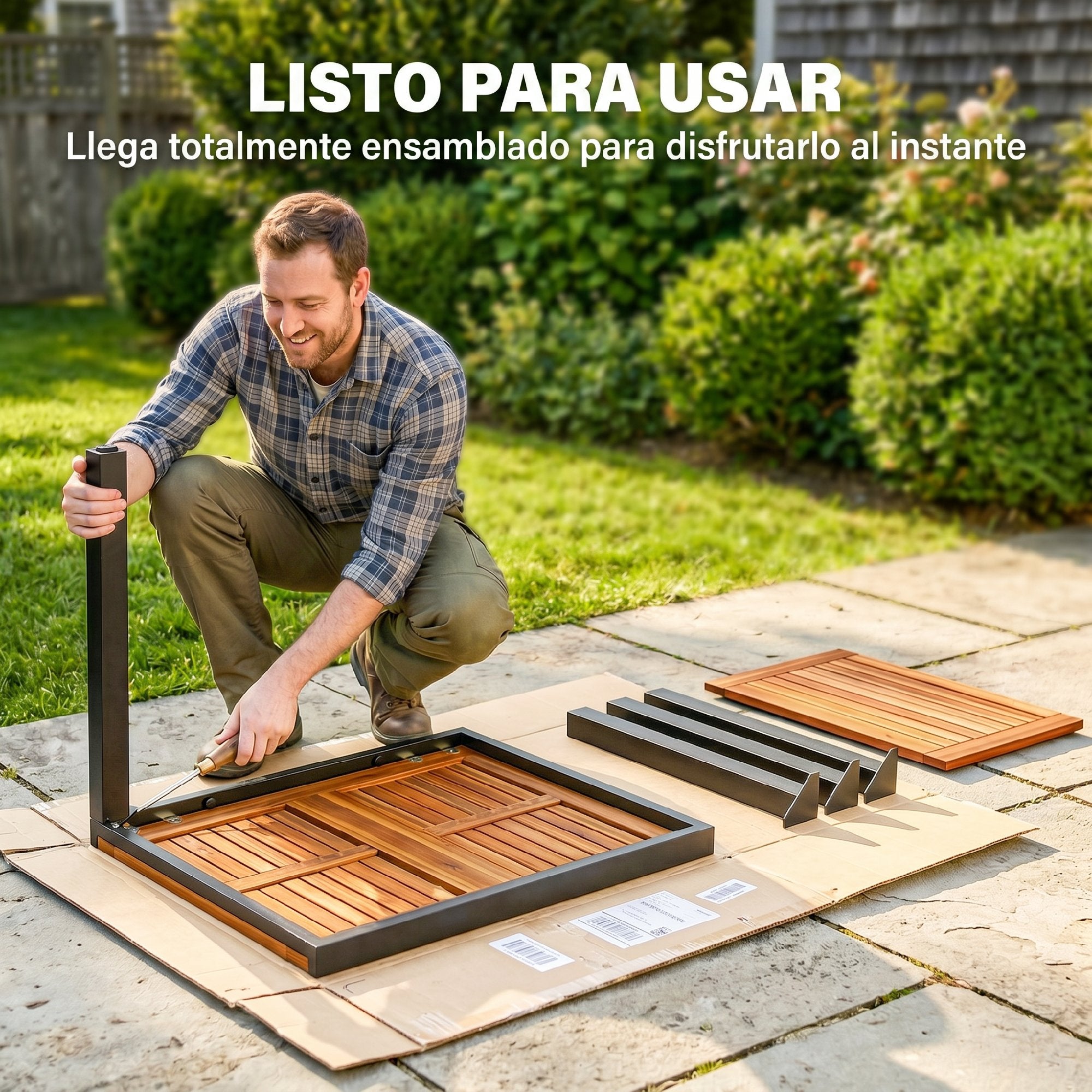 Outsunny Mesa de Jardín Extensible 120/80x70 cm, Mesa de Comedor Exterior Extensible Rectangular con Estructura de Acero y Tablero de Madera de Acacia, para 4-6 Personas, para Patio, Terraza, Natural