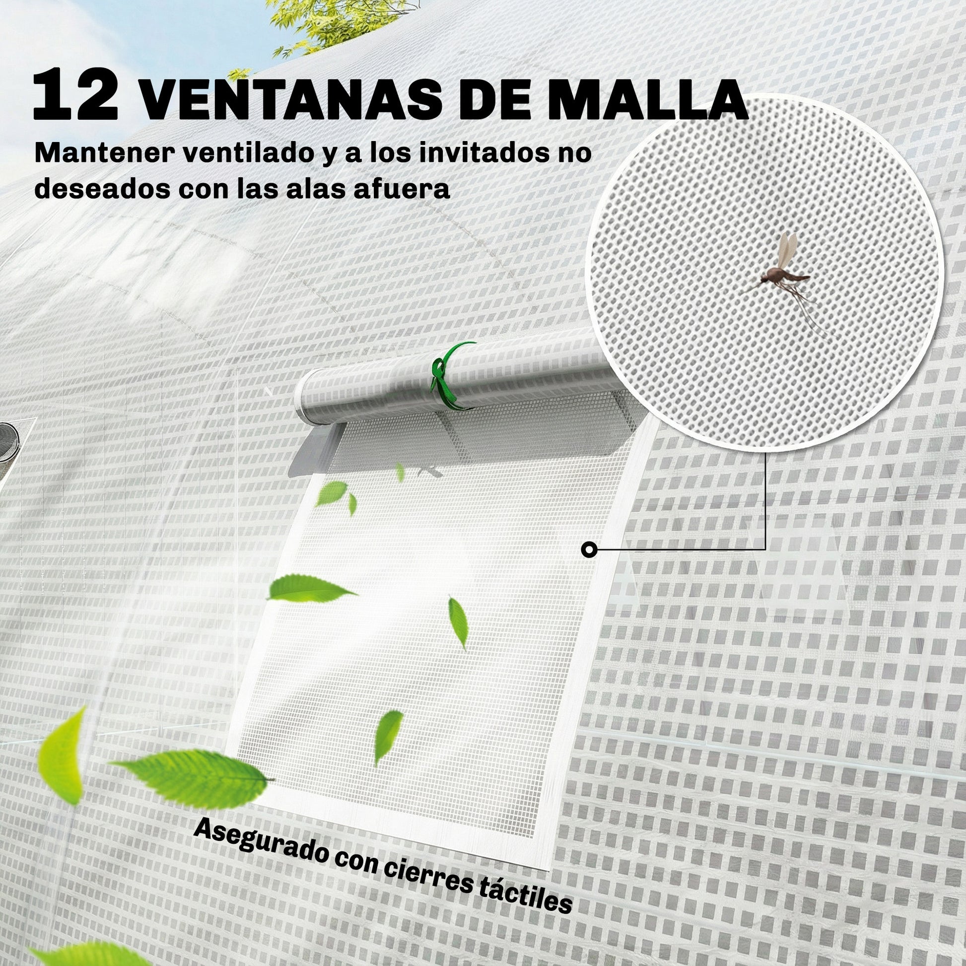 Outsunny Invernadero de Exterior 6x4x2 m, Invernadero de Túnel con 2 Varillas de Soporte, Puertas Enrollables, Ventanas de Malla, Cubierta PE y Marco de Acero Galvanizado, Anti-UV, Impermeable, Blanco