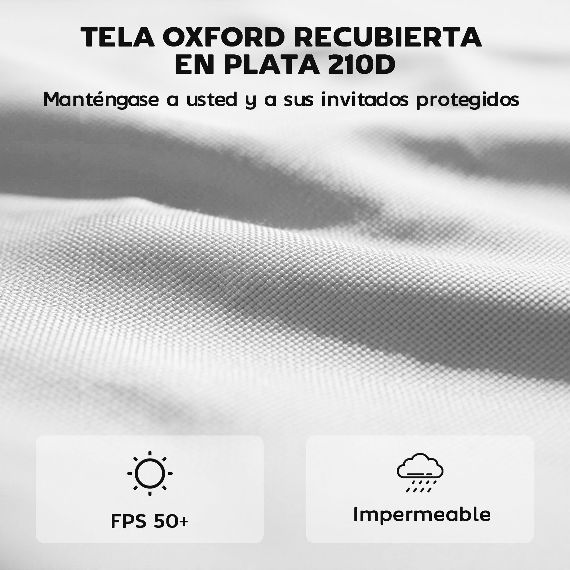 Outsunny 3 Paredes Laterales para Carpas de 3x3 m, Paredes Laterales de Repuesto para Cenador de Tela Oxford 210D con Cremallera, para Fiestas, 300x200 cm, Blanco