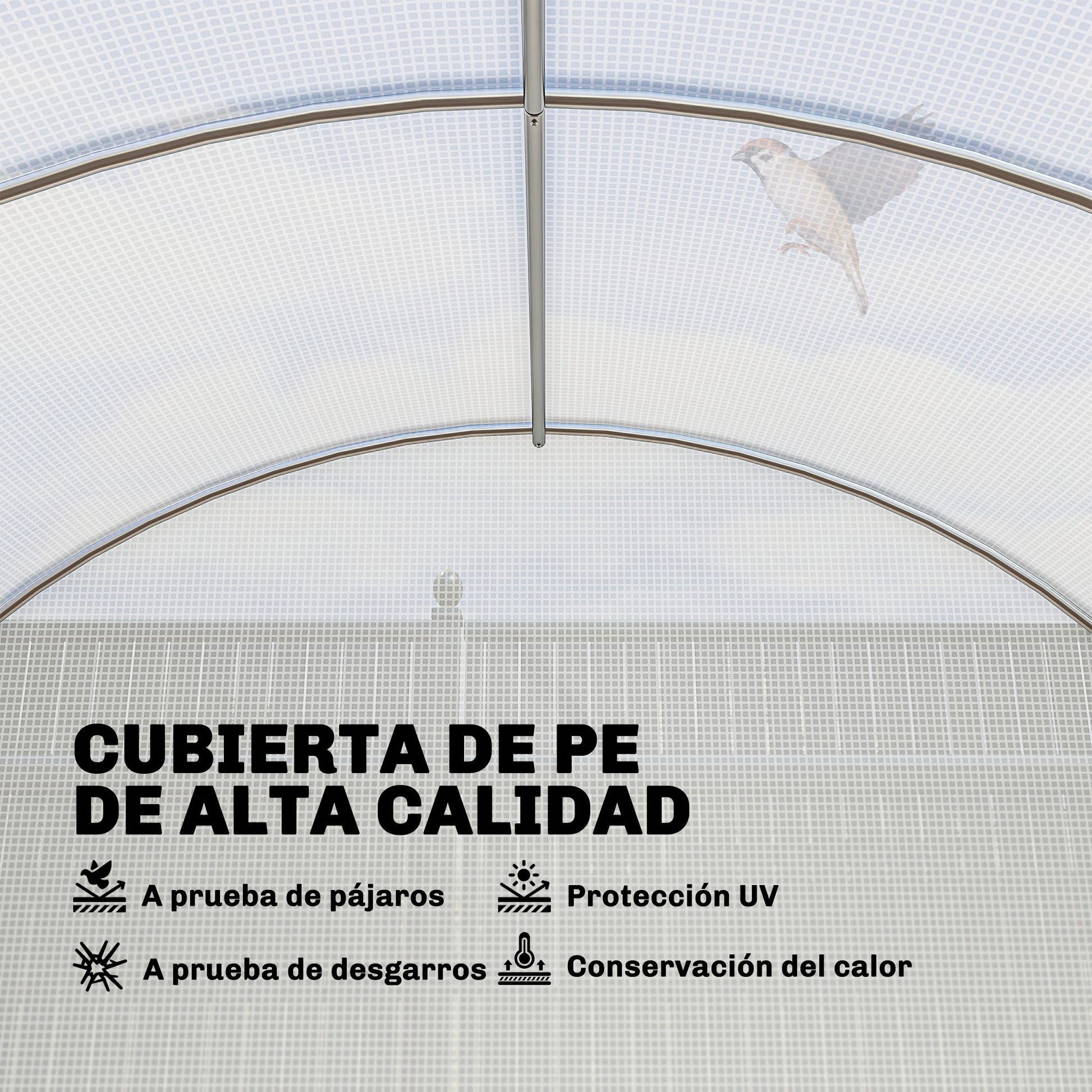 Outsunny Invernadero de Exterior 6x3x2 m, Invernadero de Túnel con Puerta con Bisagras, Ventanas de Malla, Cubierta PE 140g/m² y Marco de Acero Galvanizado, Anti-UV, Impermeable, para Cultivos, Blanco