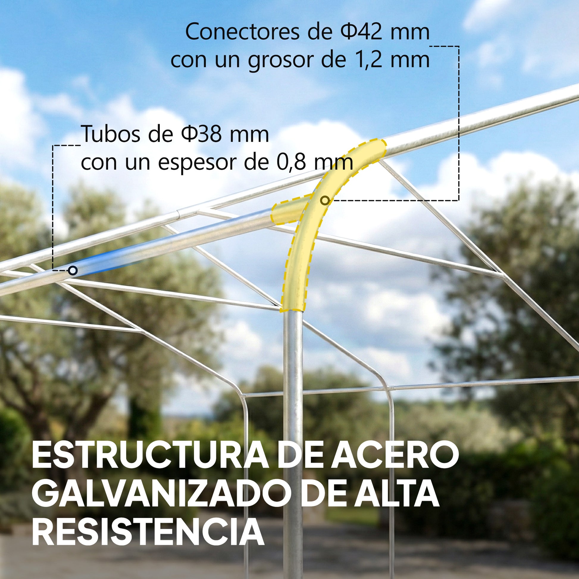 Outsunny Carpa Garaje Portátil 5x6 m, Garaje Exterior para Coche Impermeable con Estructura de Acero Galvanizado, Toldo Resistente Anti-UV, Cobertizo para Herramientas de Jardín, Blanco Crema